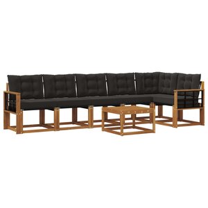 vidaXL Ensemble de canapés d'extérieur 7 pc Naturel et Noir
