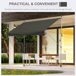 Store banne manuel rétractable 3L x 1 5l m inclinaison et hauteur réglable installation rapide métal alu polyester anti-UV gris