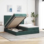 vidaXL Cadre de lit ottoman avec matelas vert foncé 200x200 cm velours