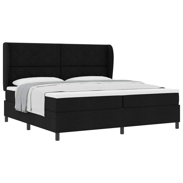vidaXL Lit à ressorts avec matelas Noir 200 x 200 cm tissu