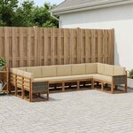 vidaXL Ensemble de canapés d'extérieur 10 Pièces Naturel et Beige