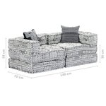 vidaXL Pouf modulaire à 2 places Gris clair Tissu