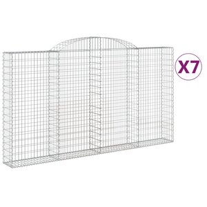 vidaXL Paniers à gabions arqués 7 Pièces 300x30x160/180 cm fer galvanisé