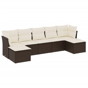 vidaXL Salon de jardin avec coussins 7 Pièces marron résine tressée