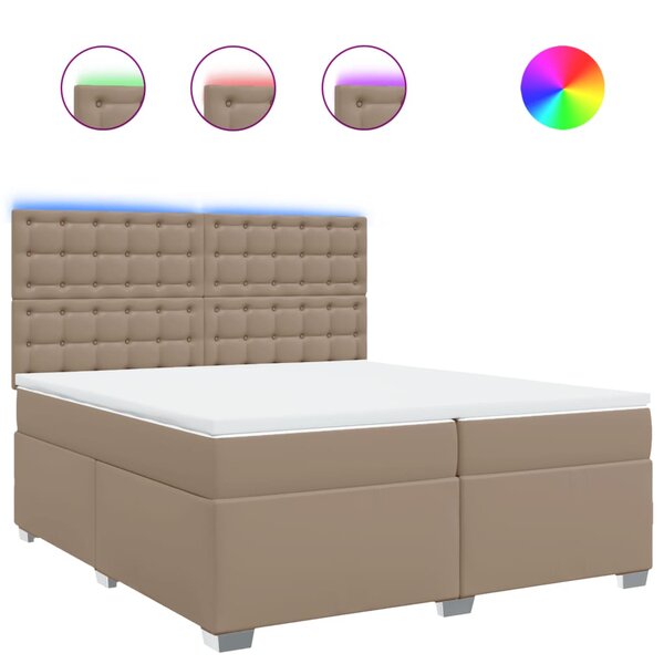 vidaXL Sommier à lattes de lit avec matelas Cappuccino 200x200 cm