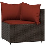 vidaXL Salon de jardin 4 Pièces avec coussins Marron Résine tressée