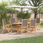 vidaXL Ensemble de repas de jardin 7 pièces en bois d'acacia anthracite