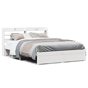vidaXL Cadre de lit avec tête de lit sans matelas blanc 140x190 cm
