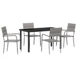 vidaXL Ensemble de salle à manger pour jardin 5 Pièces Gris polyrotin