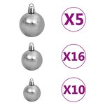 vidaXL Arbre de Noël artificiel pré-éclairé et boules noir 210 cm PVC