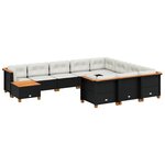 vidaXL Salon de jardin 11 Pièces avec coussins noir résine tressée