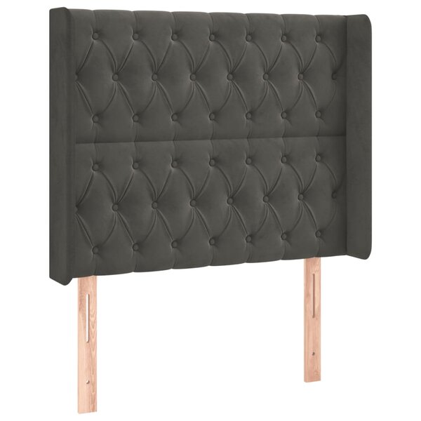 vidaXL Tête de lit avec oreilles Gris foncé 93x16x118/128 cm Velours