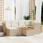 vidaXL Salon de jardin avec coussins 7 Pièces beige résine tressée