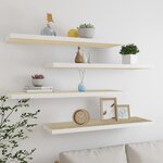 vidaXL Étagères flottantes 4 Pièces chêne et blanc 120x23 5x3 8 cm MDF