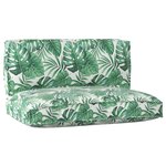 vidaXL Set de coussins de palette Floral 2 Pièces Motif de feuille