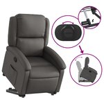 vidaXL Fauteuil inclinable gris cuir véritable