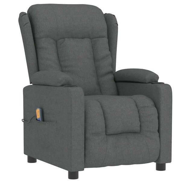 vidaXL Fauteuil de massage Gris foncé Tissu