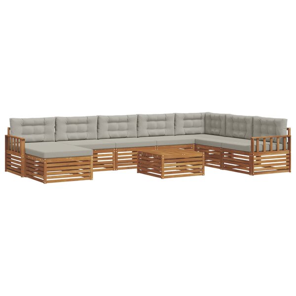 vidaXL Ensemble de canapés d'extérieur 9 pc Gris Naturel et Clair