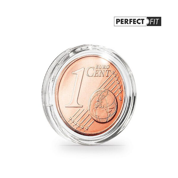 Capsules rondes ULTRA PERFECT FIT pour pièces de 1 cent d'euro. Paquet - 10 capsules