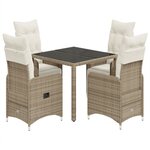 vidaXL Ensemble de bistro de jardin 5 Pièces coussins marron poly rotin