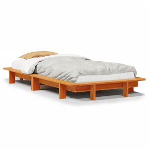vidaXL Cadre de lit sans matelas cire marron 90x200 cm bois pin massif