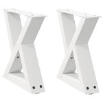 vidaXL Pieds de table basse 2 pièces Blanc 40 x (30-31 3) cm Acier