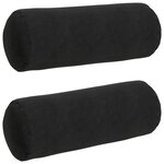 vidaXL Coussins d'accent 2 Pièces Noir Ø 25 x 70 cm