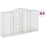 vidaXL Paniers à gabions arqués 4 Pièces 300x50x160/180 cm fer galvanisé