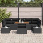vidaXL Ensemble de canapé de jardin 8 Pièces Noir Poly rotin