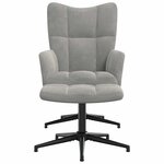 vidaXL Chaise de relaxation avec tabouret Gris clair Velours