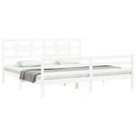 vidaXL Cadre de lit avec tête de lit blanc Super King Size bois massif