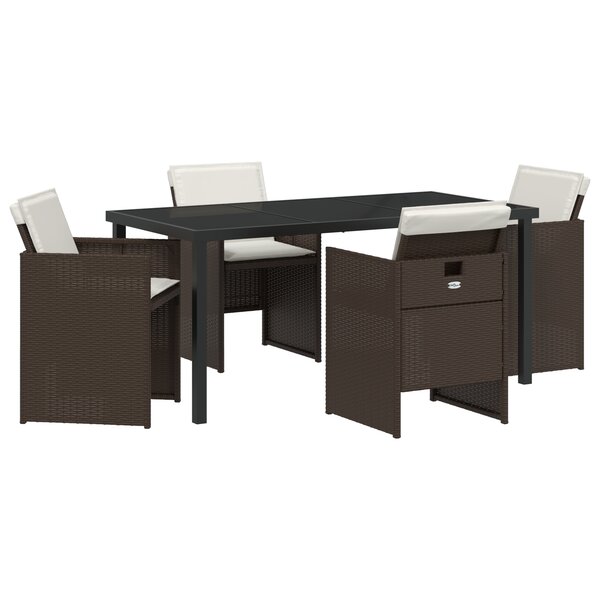 vidaXL Ensemble de salle à manger de jardin 5 pièces avec coussins marron rattan synthétique