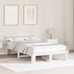 vidaXL Cadre de lit en bois de pin blanc Blanc Bois de pin massif