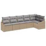 vidaXL Ensemble de 6 canapés de jardin avec coussins beige poly rotin