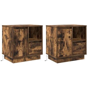 vidaXL Cabinet de chevet avec 2 Pièces Chêne fumé 50 x 34.5 x 50 cm.