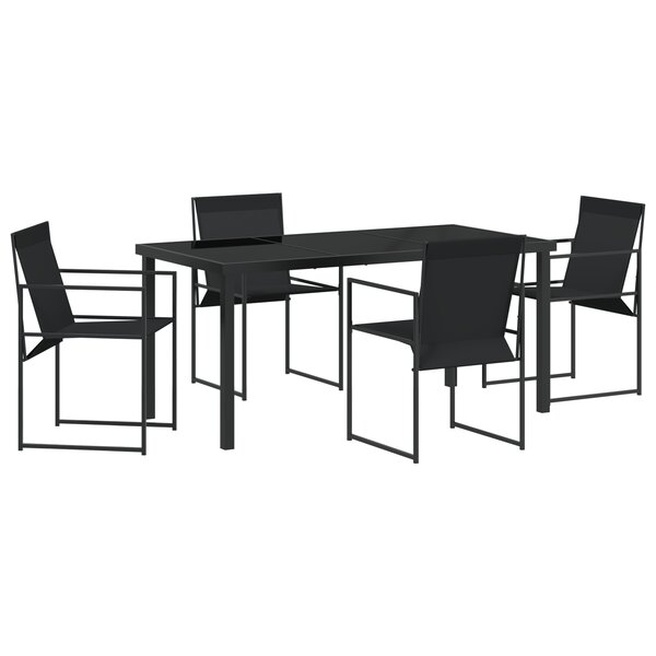vidaXL Ensemble de Salle à Manger de Jardin 5 Pièces Noir Textilène et Acier