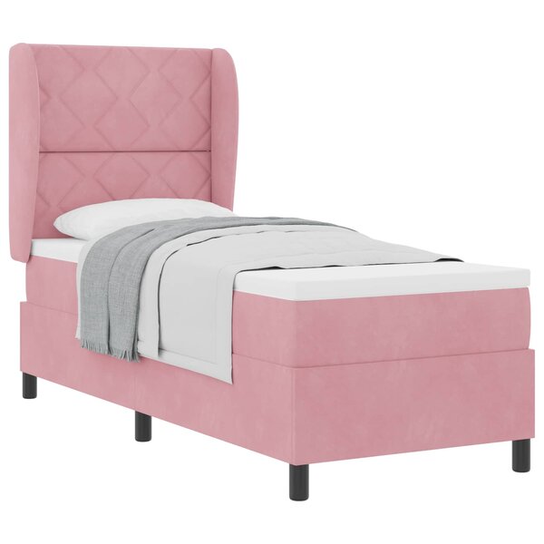 vidaXL Lit à ressorts avec matelas Rose 200 x 80 cm Velours