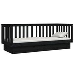 vidaXL Lit de jour Noir 90x190 cm Bois de pin massif