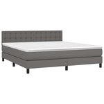 vidaXL Sommier à lattes de lit avec matelas Gris 180x200 cm Similicuir