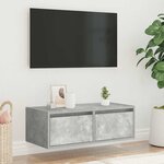 vidaXL Meuble TV avec lumières LED gris béton 75x35 5x25 cm