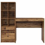 vidaXL Bureau avec tiroir avec étagère avec stockage 2 Pièces Bois ancien
