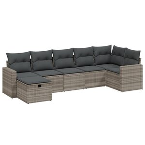 vidaXL Salon de jardin avec coussins 7 Pièces gris clair résine tressée
