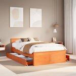vidaXL Cadre de lit sans matelas avec tête de lit brun cire 120x200 cm