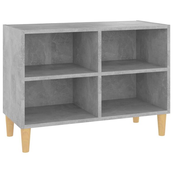 vidaXL Meuble TV avec pieds en bois massif Gris béton 69 5x30x50 cm