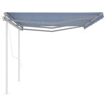 vidaXL Auvent automatique rétractable avec poteaux 6x3 m Bleu et blanc