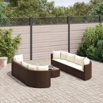 vidaXL Salon de jardin avec coussins 9 Pièces marron résine tressée
