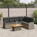 vidaXL Salon de jardin 5 Pièces avec coussins Gris Résine tressée