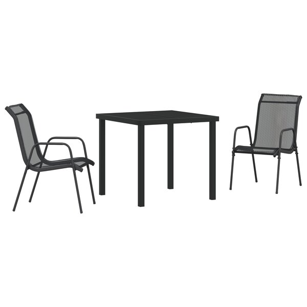 vidaXL Set de jardin 3 pièces Noir Textilène et Acier