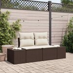 vidaXL Sofa de jardin 2 places avec rangement et coussins marron en poly rattan.