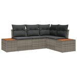 vidaXL Ensemble de canapé de jardin avec coussin 4 Pièces Gris Poly rotin